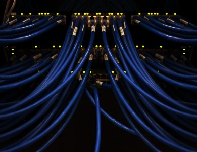 a bunch of blue wires connected to each other