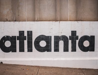 white and black Atlanta signage